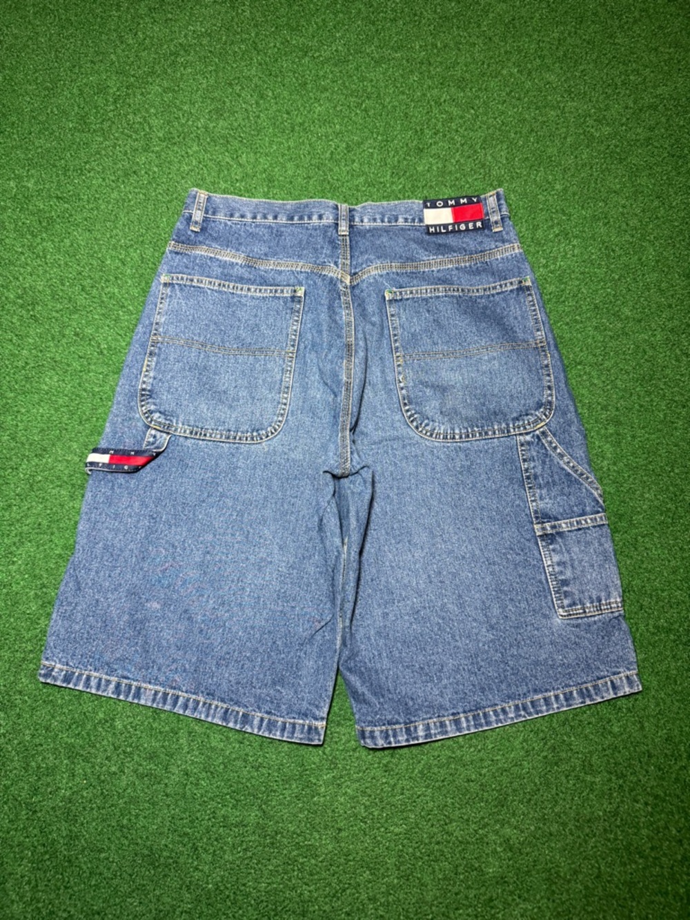 Tommy Hilfiger Carpenter Baggy Jorts Vintage 90s Y2K Hip Hop 34 13” Denim Shorts